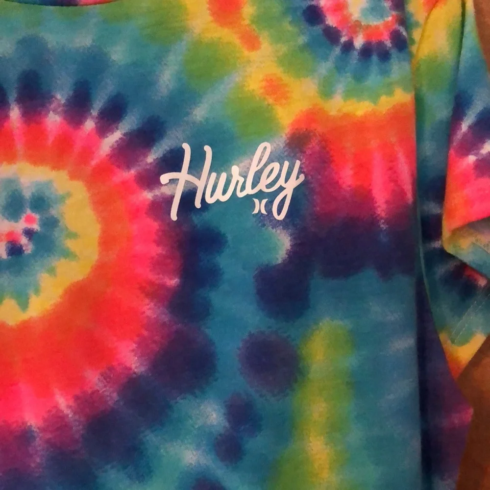 Hurley size 16 Tie Dye multi color rainbow short one piece jumpsuit romper